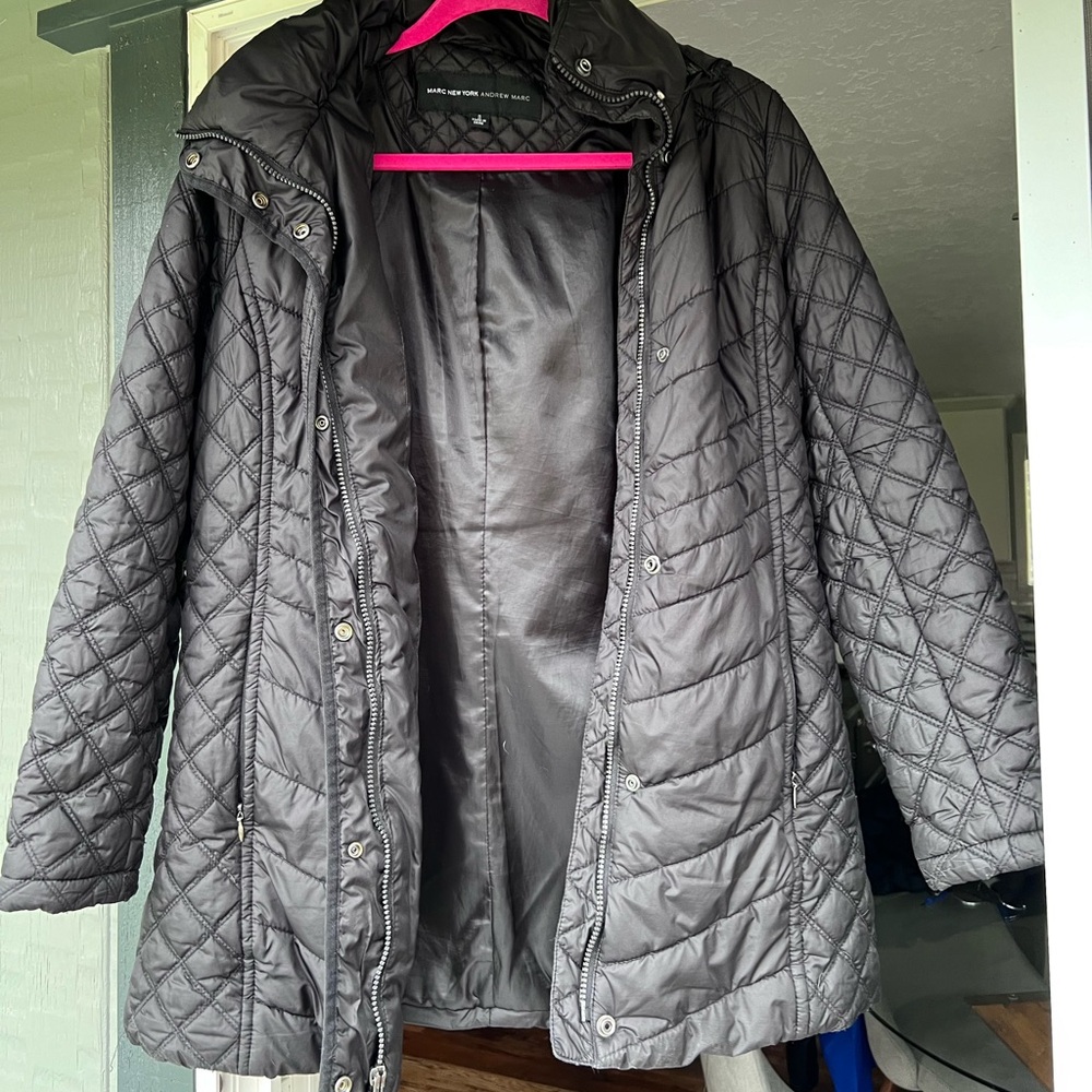 Marc New York Andrew Marc Quilted Jacket with Removable Hoodie